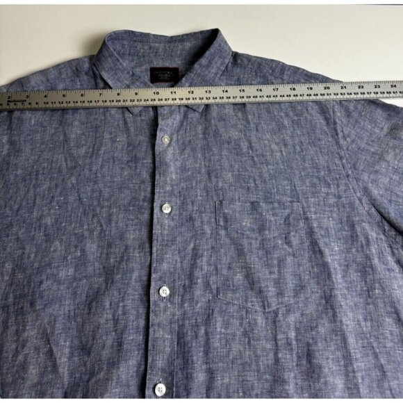 Untuckit Shirt Men XXXL Blue 100% Linen Button Up Dress Collar Plain Flowy Adult - Picture 9 of 11